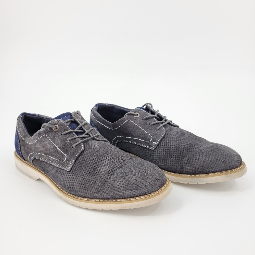Bruno Marc Oxford Shoes Men 9 Gray Blue Casual Lace Up Dress Sneakers